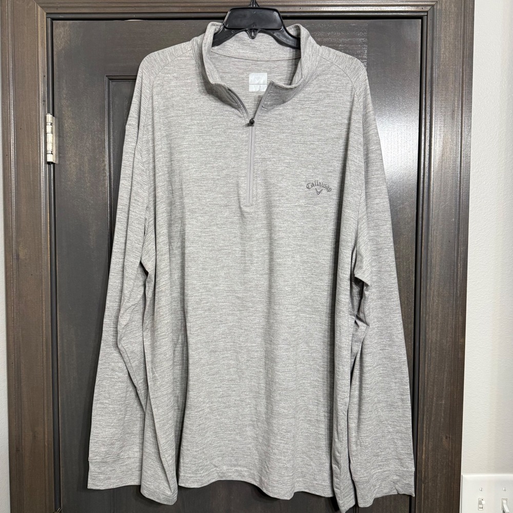Callaway Mens 3X Gray Heather Quarter Zip Pullover Long Sleeve Golf Active Shirt